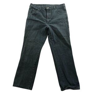 Lands End Men's Jeans Size 35 Green Denim Straight Leg Classic Casual